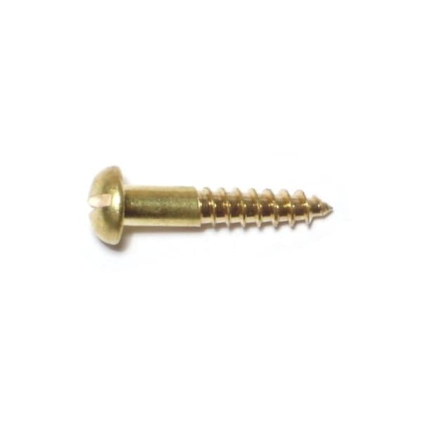 Midwest Fastener Wood Screw, #6, 3/4 in, Plain Brass Round Head Slotted Drive, 50 PK 61913 - main